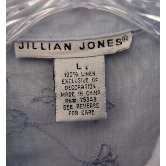 Jillian Jones 100% Linen Sleeveless Top Womens Large Blue Embroidered Eyelet - Picture 8 of 9